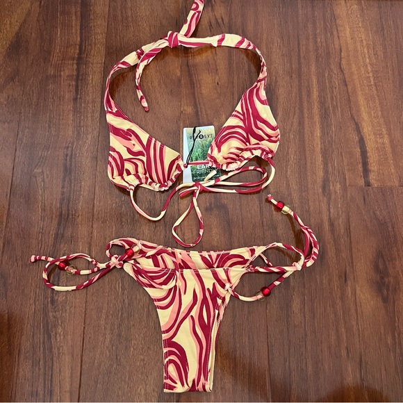 NEW Bamba Swim 2-Piece Marble Bikini Swimsuit Set Riviera Top & Rio Bottom XS/S - Picture 3 of 11